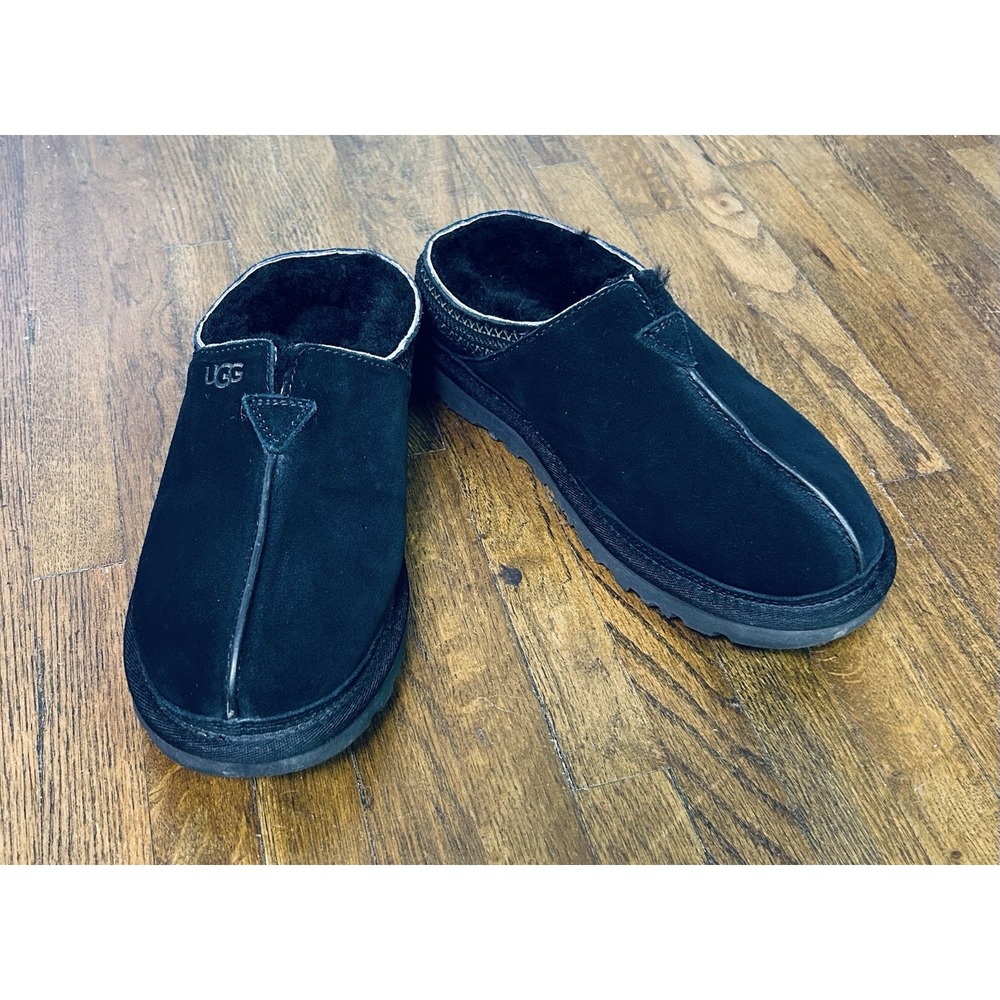 UGG BLACK NEUMAN SUEDE/ SHEEPWOOL COMFORT SLIPPERS, MEN US 7